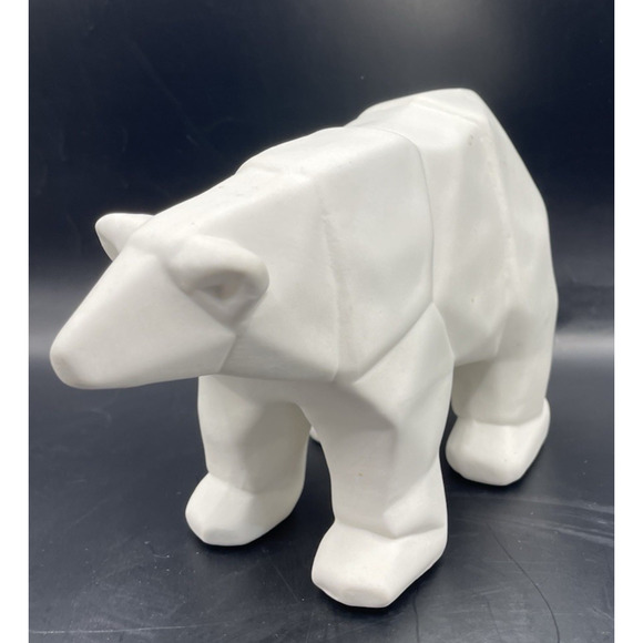 Ceramic Geometric Cubist Abstract Art Polar Bear Figurine - Picture 4 of 12